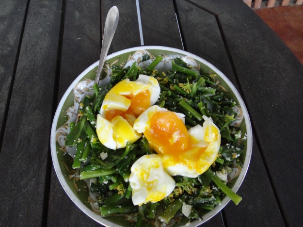 Soft Boiled Eggs and Greens